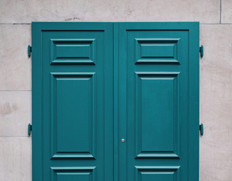 Teal double doors